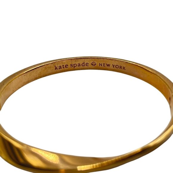 Kate Spade New York Gold‎ Tone Twisted Hinged Bangle Bracelet Minimalist Classic - Picture 6 of 6